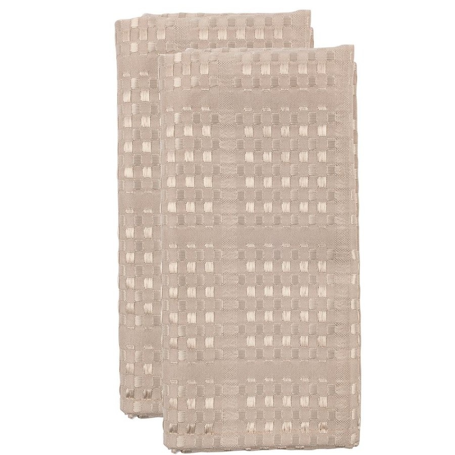 Napery * | Simon Gault Check Taupe Napkin 45X45Cm 2Pk The Latest Fashion