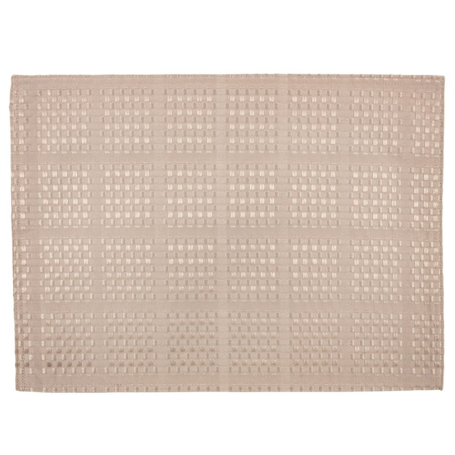 Napery * | Simon Gault Check Taupe Placemat With Discount