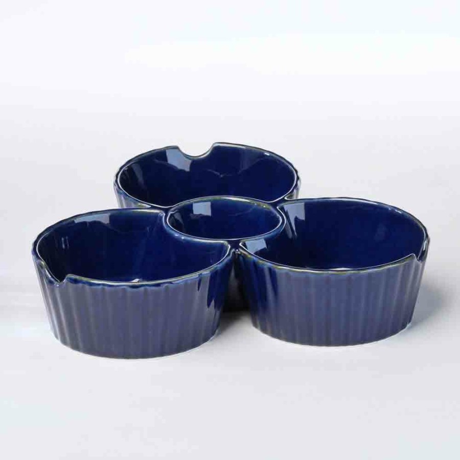 Dinnerware * | Simon Gault Soul Kitchen Blue 3 Divide Bowl 20Cm Sale Merchandise