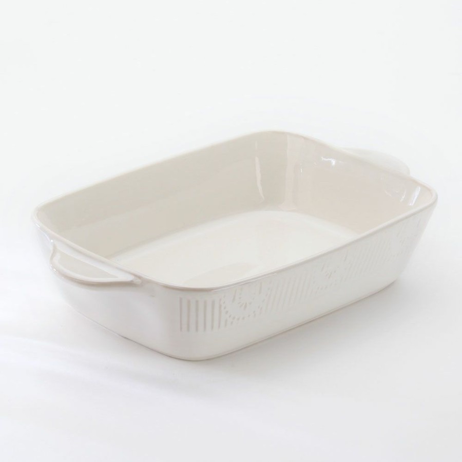 Bakeware * | Simon Gault Classics Embossed White Rect Baker 36Cm Shoping Model