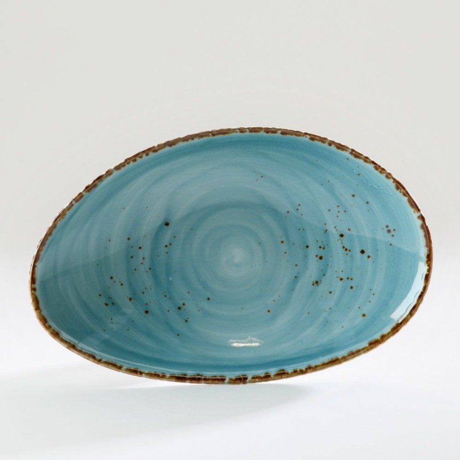 Dinnerware * | Simon Gault Caf Series Blue Speckle Oval Plate 23Cm Affordable Price