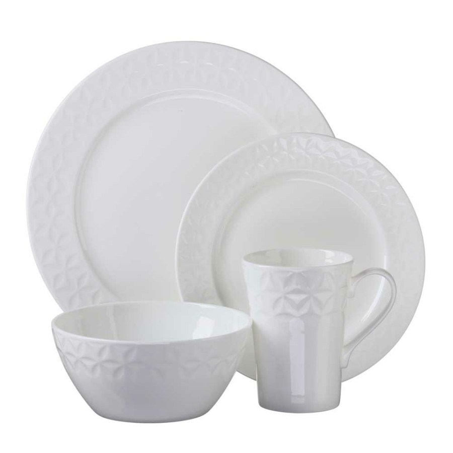 Dinnerware * | Simon Gault Elegance Embossed Bone China Dinnerset 16Pc Sale Online