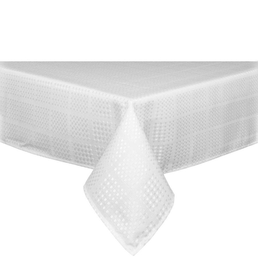 Napery * | Simon Gault Spill Proof Check White Tablecloth 150X260Cm Exclusive Design