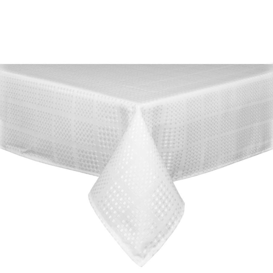 Napery * | Simon Gault Spill Proof Check White Tablecloth 150X230Cm Shoping Model