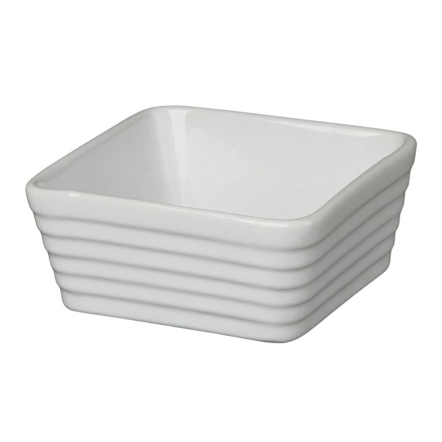 Bakeware * | Simon Gault Classic Ribbed Square White Ramekin 10Cm Excellent Quality