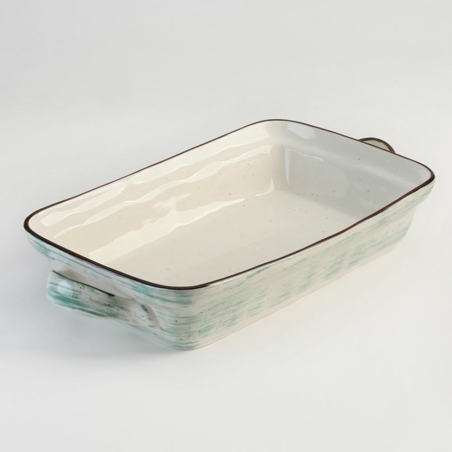 Bakeware * | Simon Gault Organics White Speckle Baker With Handles 41.5Cm Shoping Model