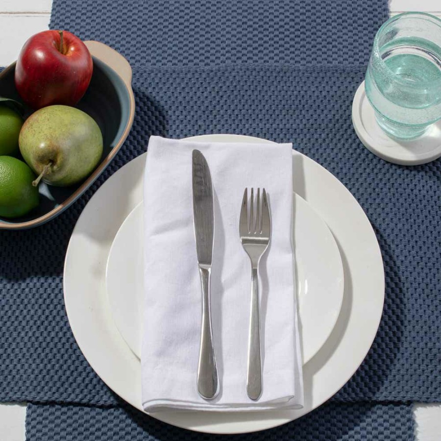 Napery * | Simon Gault Ribbed Placemat Blue Excellent Quality